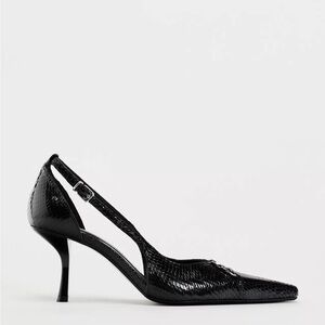 Zara Women’s Black Pointed Slingback side strap Heels